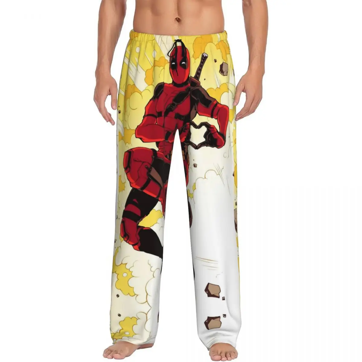 

Custom Printed Men's Deadpool Pajama Pants Superhuman Sleepwear Sleep Lounge Bottoms with Pockets