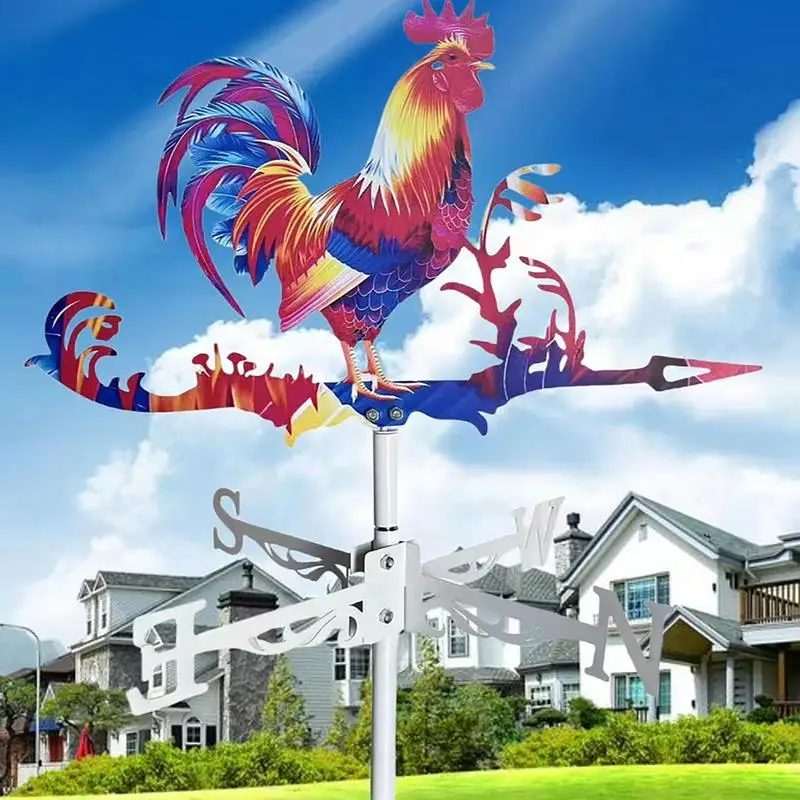 Rooster Wind Vane Rooftop Weather Vane Retro Metal Wind Direction Indicator Farm Scene Garden Art Decor Roof Garden Yard