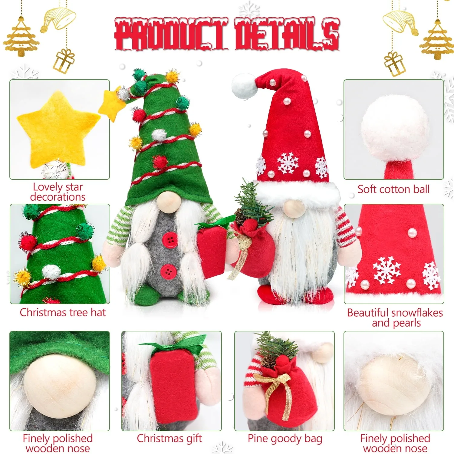 Handmade Christmas Gnome Plush Dolls Top Seller Swedish Tomte Figurines Hot Sal Xmas Decorations Ornaments Holiday Gift Set T1