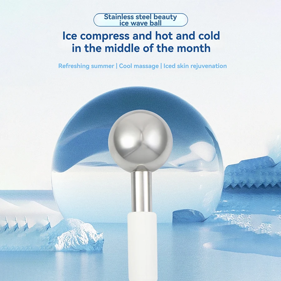 Stainless steel beauty ice roller, 304 stainless steel body for both hot and cold therapy (ice -15°C / heat 80°C)