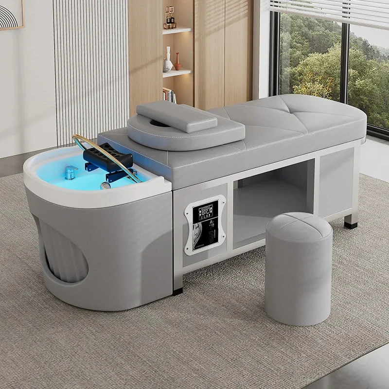 Simple Thai Shampoo Chairs, Spa Bed with Headrest, Integrated Fumigation, Flat Shampoo Chairs, Comfortable Furniture for Hair Wa