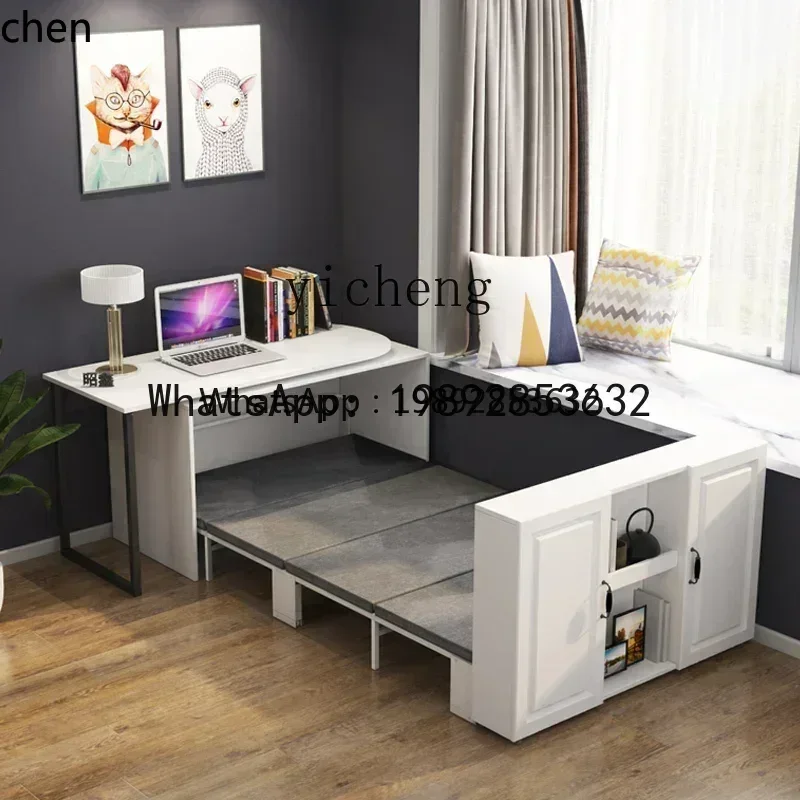 

Folding bed single lunch break bed modern multi-function computer desk small apartment invisible desk bed