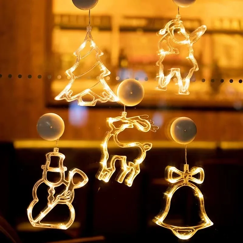 Christmas Decoration Suction Cup Lights Santa Claus Led Decorative Lamp Christmas tree Lighting  In Living Room Display Windows