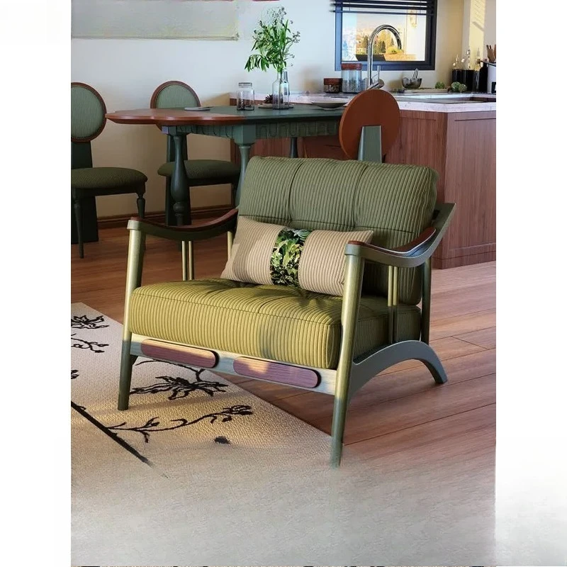 sofa chair, medieval single sofa, living room leisure chair, solid wood small apartment French retro leisure chair