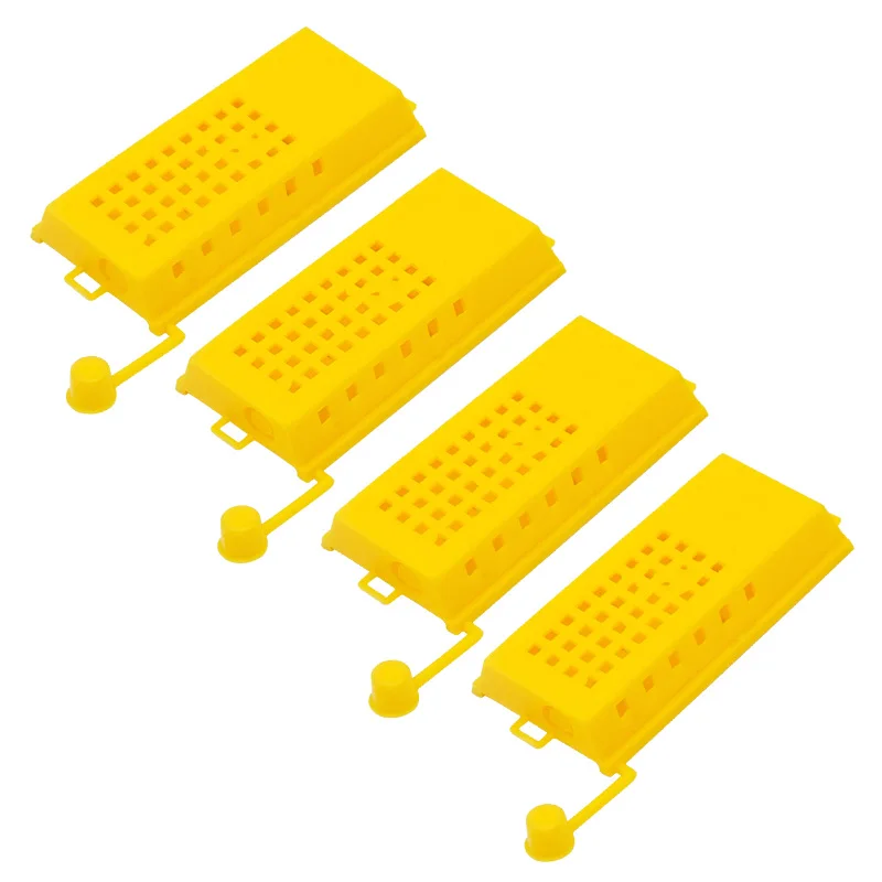 10 Pcs Yellow Plastic King Prisoner Queen Bee Cage Apiculture Device, Bees Rearing Queen Isolation Beekeeping Transport Cages