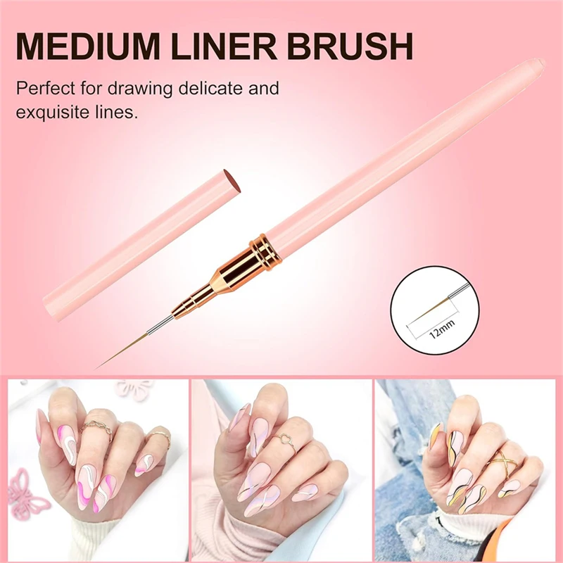 5 Pieces Set Professional Nail Art Liner Brush for Striping Painting Design,Gel Liner Nail Art Brushes for Nails