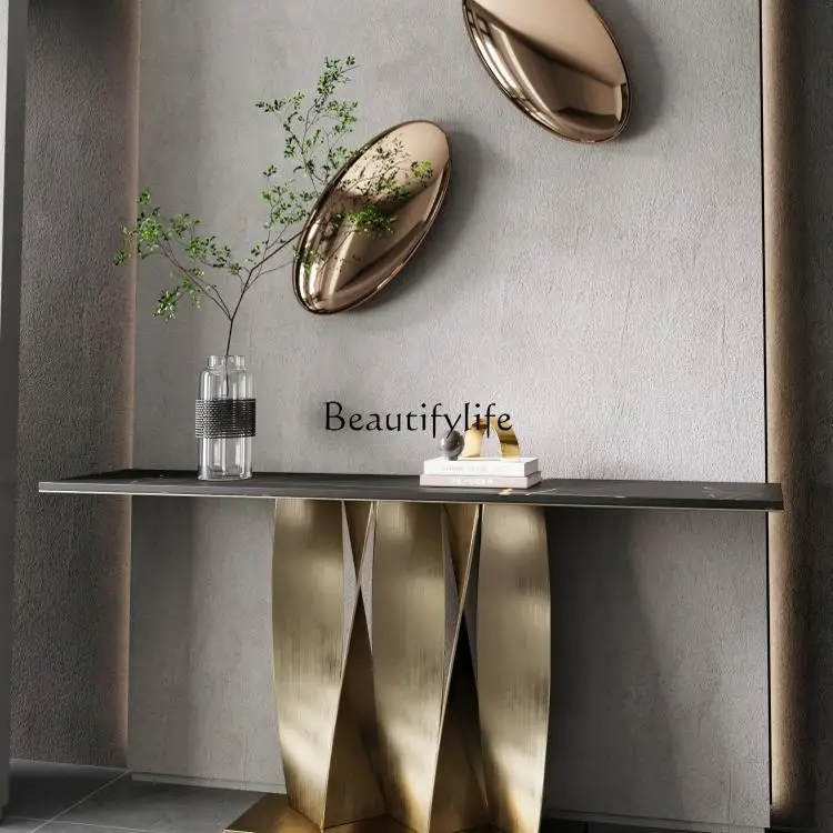 

Light luxury entrance table marble entrance table against the wall modern simple end view table
