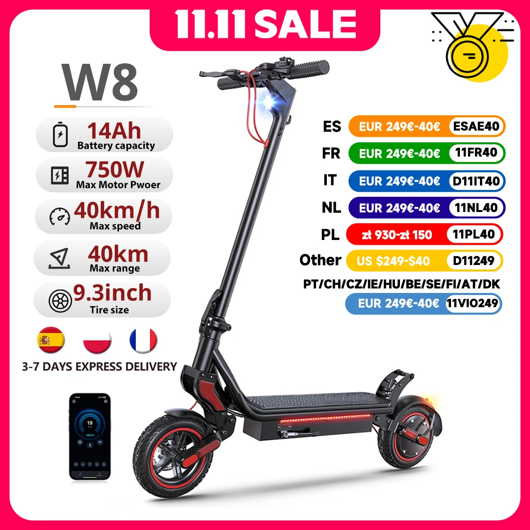 W8 9,3 hüvelykes elektromos roller 750W