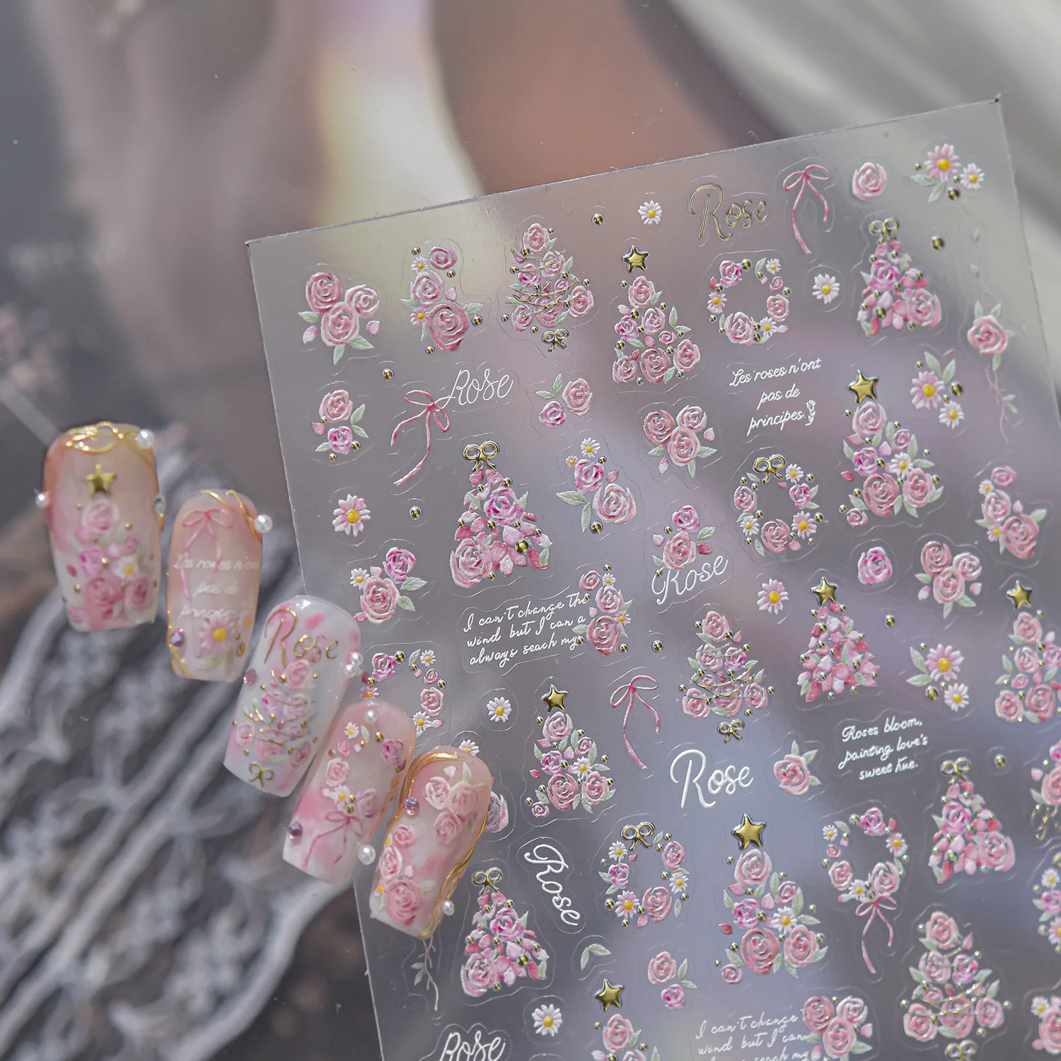 Rose Christmas Nail Stickers M - Nail Art Xmas Design review and price