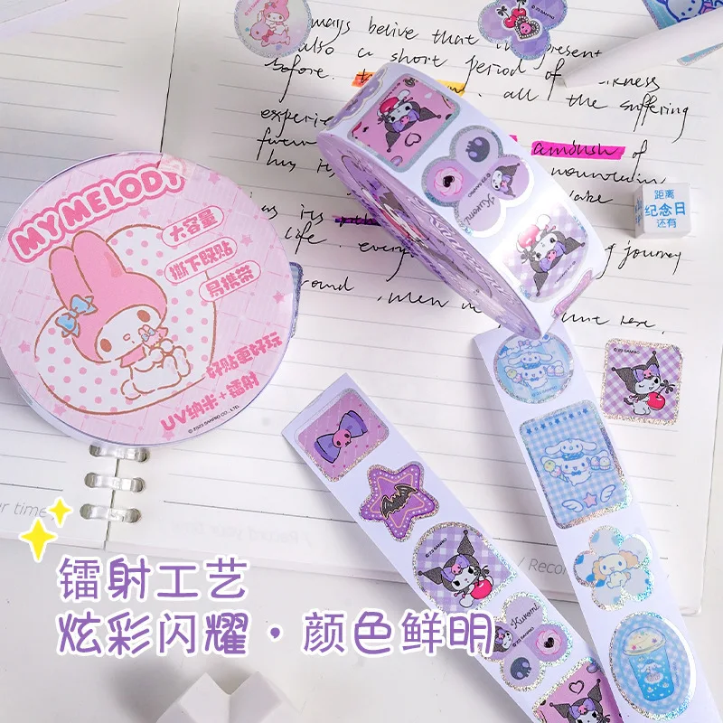 100pcs Sanrio Cinnamoroll Kuromi New Product Cute Cartoon Pocket Sealing Material Creative Stickers