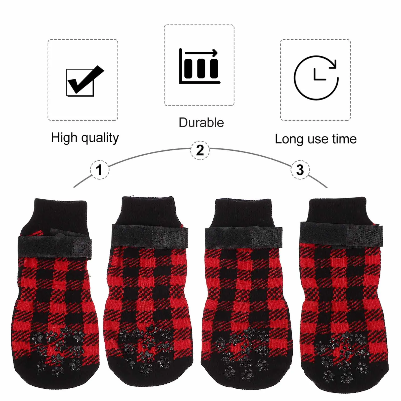 

4Pcs Stylish Pet Socks Dog Stockings with Non-Slip Bottom Warm Footwear for Winter Protection Cute Animal Design