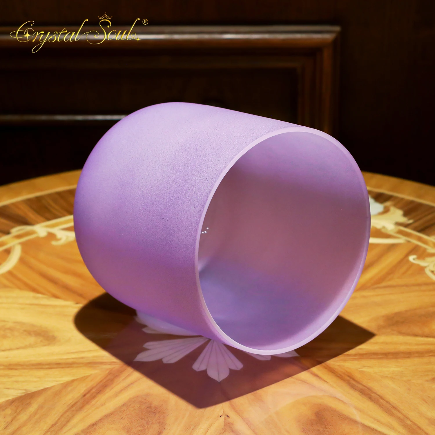 Crystal Soul Classic Seven Chakra Candy Color Purple Frosted Crystal Singing Bowl