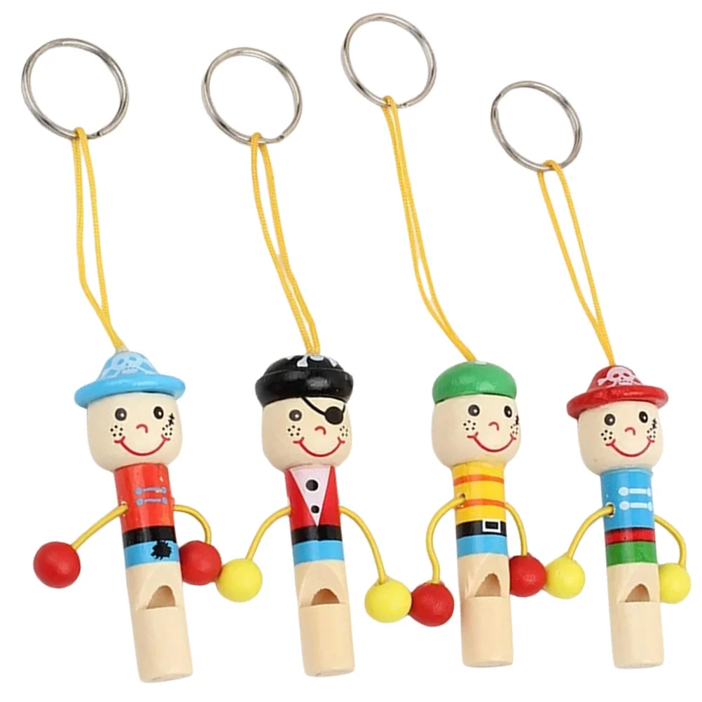 

4Pcs Kids Wooden Whistle Pirate Style Musical Plaything Child Instrument Development Sound Quality Travel School Performance