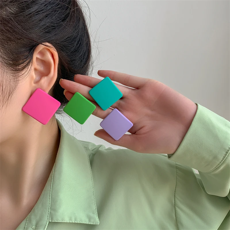 Geometric Blocks Dopamine Colored Women's Earrings Women's Fashion Accessories Wedding Earrings