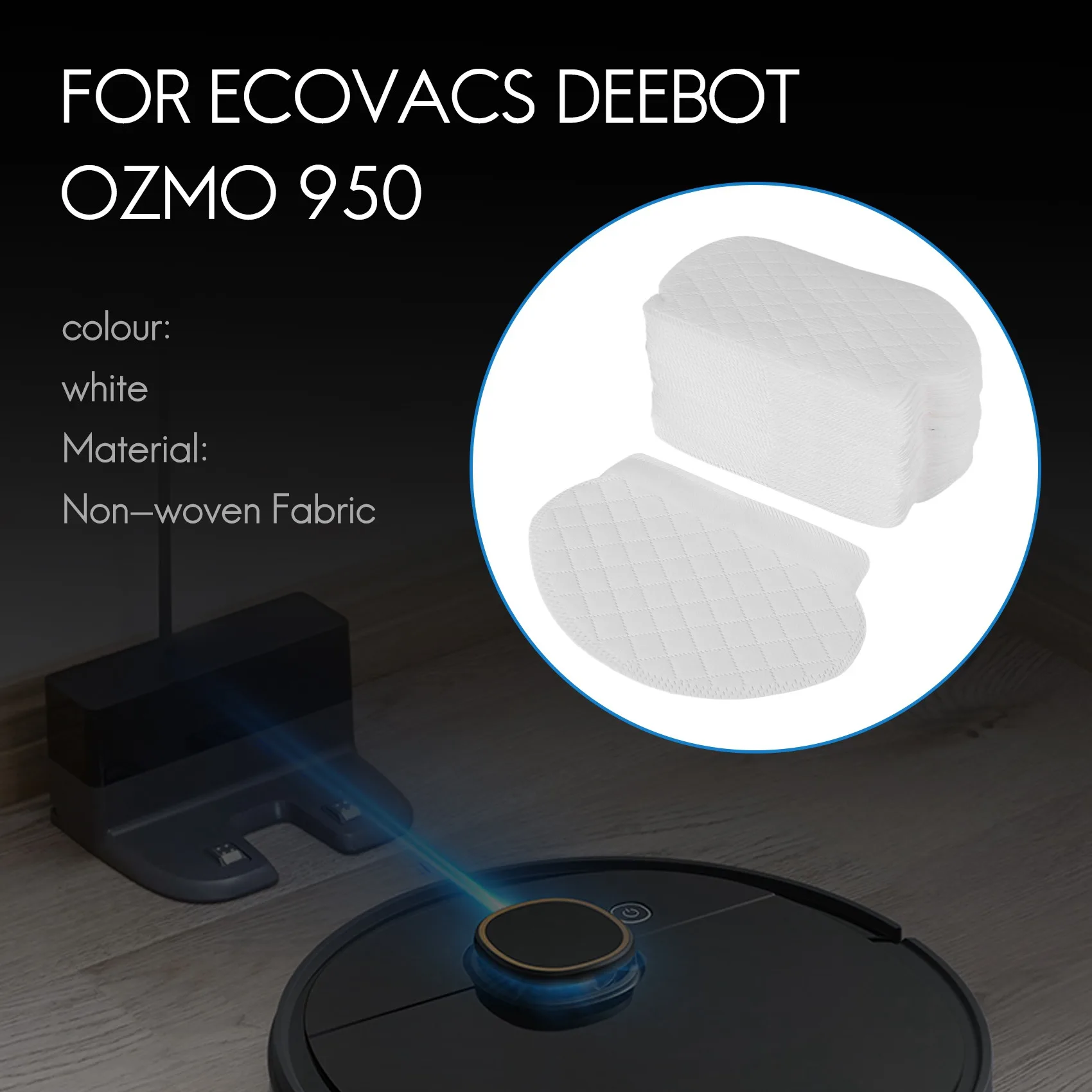 ロボット掃除機用の使い捨てモップクロス,ecovacs deebot ozmo 950 920 905用のカーペット,モップクロス,40個