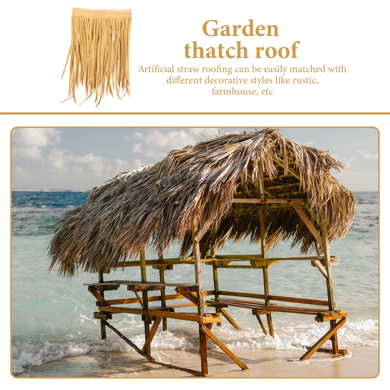 

4 Pcs Artificial Thatch Roof Decoration Straws Tile PE Material Mini Project Banquet Lifelike Straw Cover Flame Retardant Garden
