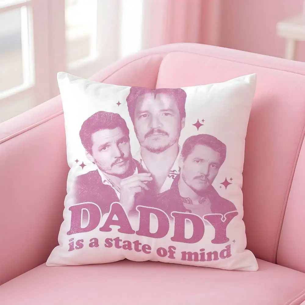 الممثل الساخن P-Pedro Pascal كيس وسادة مكافحة الغبار المخدة غير مرئية سستة حريري قصير أفخم غطاء وسادة أريكة