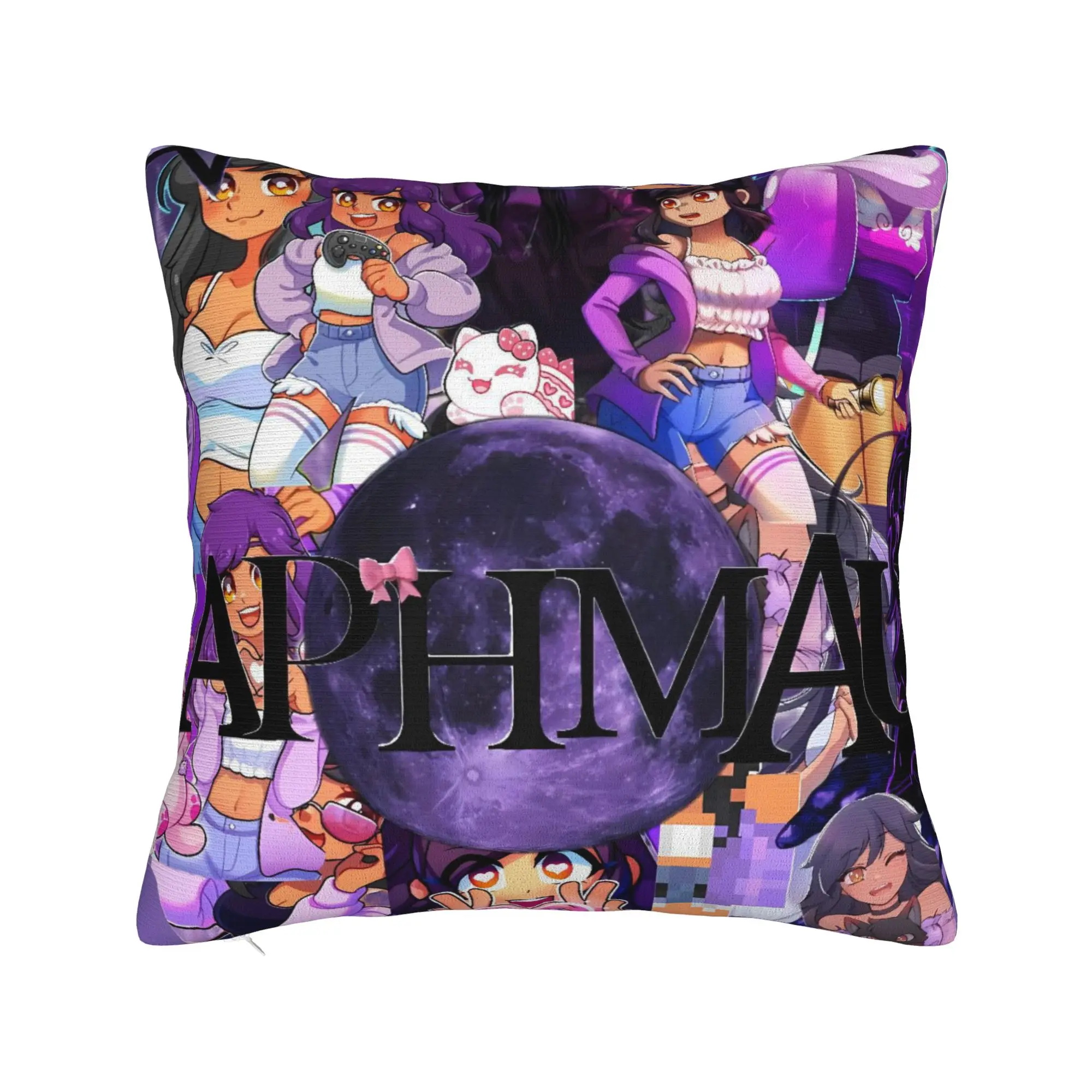 Glowing Aphmau Neon Background Art Pillow Case  Square Pillow Cover For Sofa Home Decoration Novelty Pillowcases