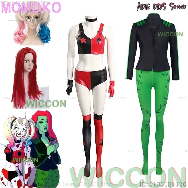 Poison Villain Ivy Ive Cosplay Pamela Harls Isley Costume Outfit Pants Suit Anime Style Couple Halloween Women Party Clothes