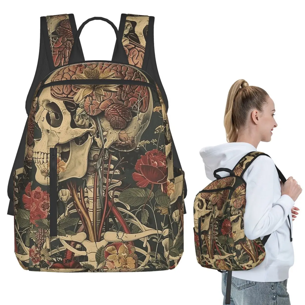 

Anatomical Skeleton Art Backpack Student BookBag Children School Bag Laptop Shoulder Bags Men Women
