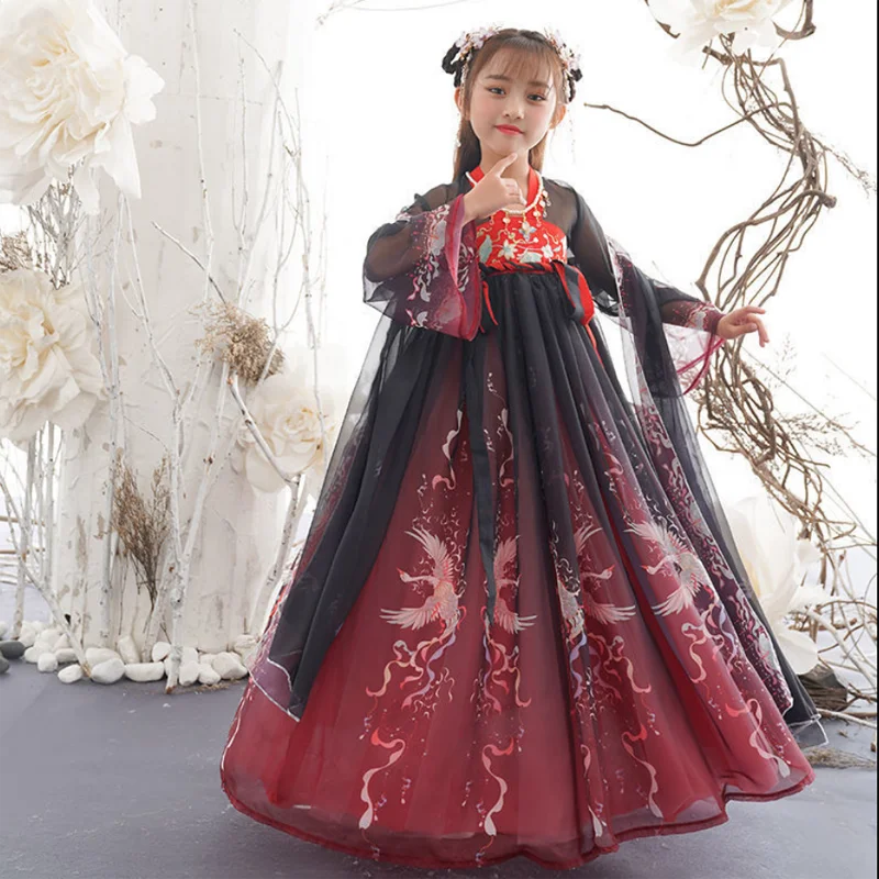 New Retro Chinese Hanfu Children\'s Girls\' Dress Imitation Tang Dynasty Girls\' Dress