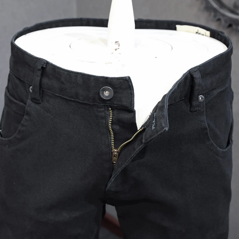 Fashion Designer Men Jeans High Quality Black Elastic Stretch Slim Fit Vintage Jeans Men Korean Style Casual Denim Pants Hombre