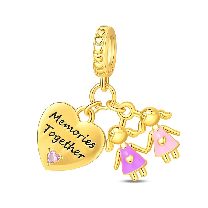 2026 New 925 Sterling Silver Sisters Good Memory Charm Pendant Fit Original Bracelet DIY Women Exquisite Birthday Jewelry Gifts
