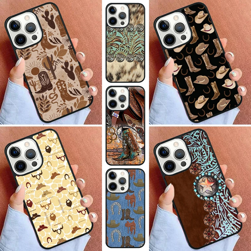 Cowboy Cowgirl Howdy Western Ranch Boho Phone Case For iPhone 15 14 Pro max 11 13 12 Mini X XR XS Max SE 2020 6S 7 8 Plus Cover