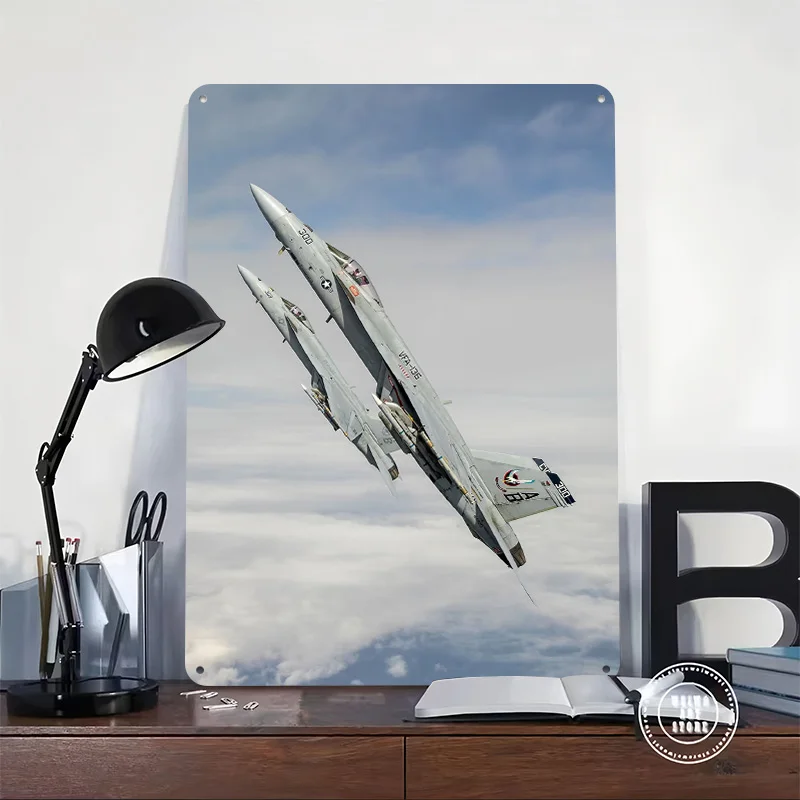 Super Hornets 3D Texture Metal Poster Customized Wall Art Tin Sign Gift for Mancave Decor Living Room Interior Decoration Home