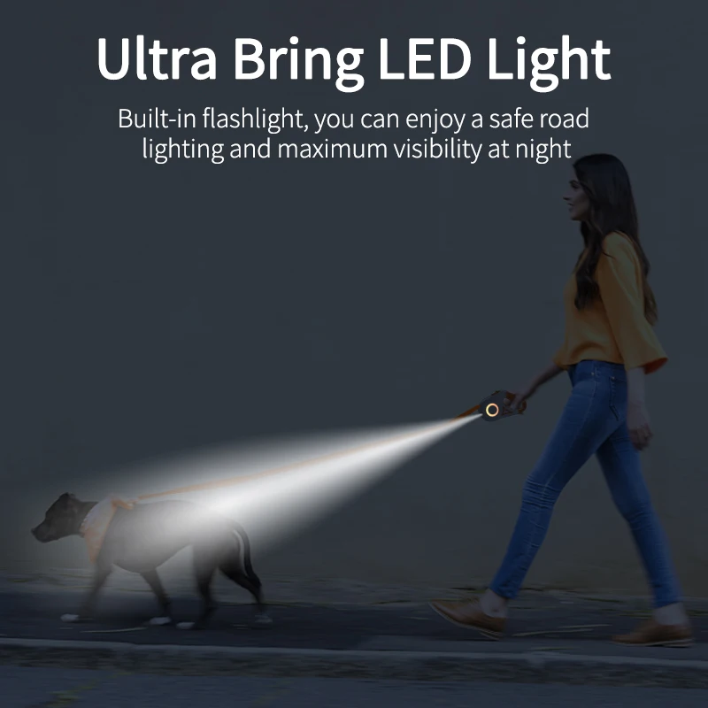 ROJECO Correa retráctil automática LED para perro – Paseo y carrera - imagen 3