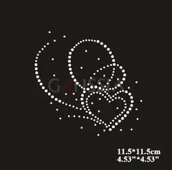 10 stks/partij (11.5x11.5 cm) Fancy Hart Patroon Warmteoverdracht Strass Hotfix Strass Kledingstuk DIY Accessoires (JA-1009)