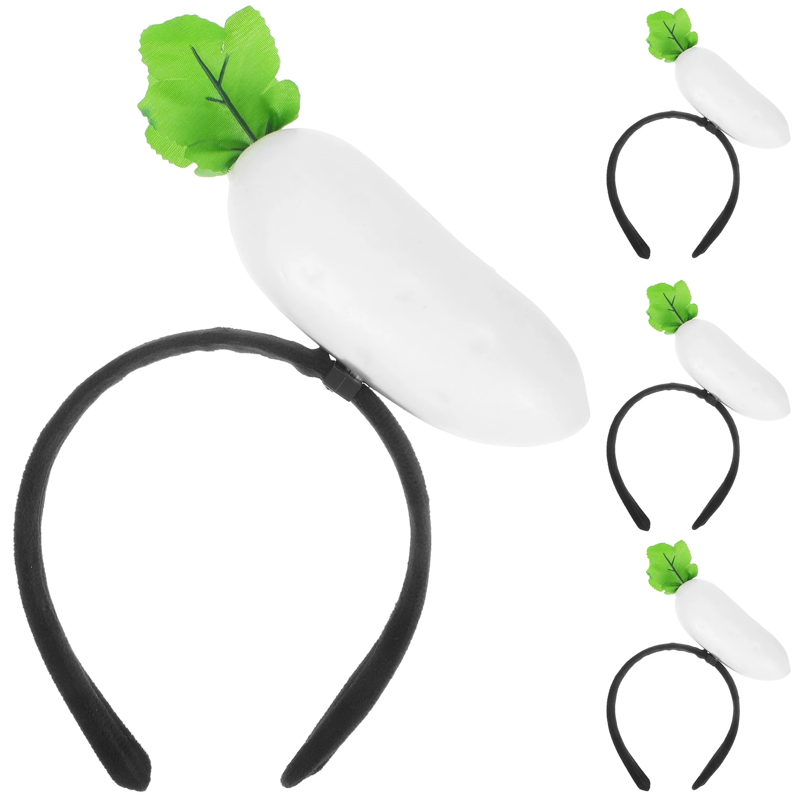 

4pcs Creative Vegetable Hairband Realistic Turnip Design Lightweight Comfortable Party Outfit Accessory Daikon Radish Themed