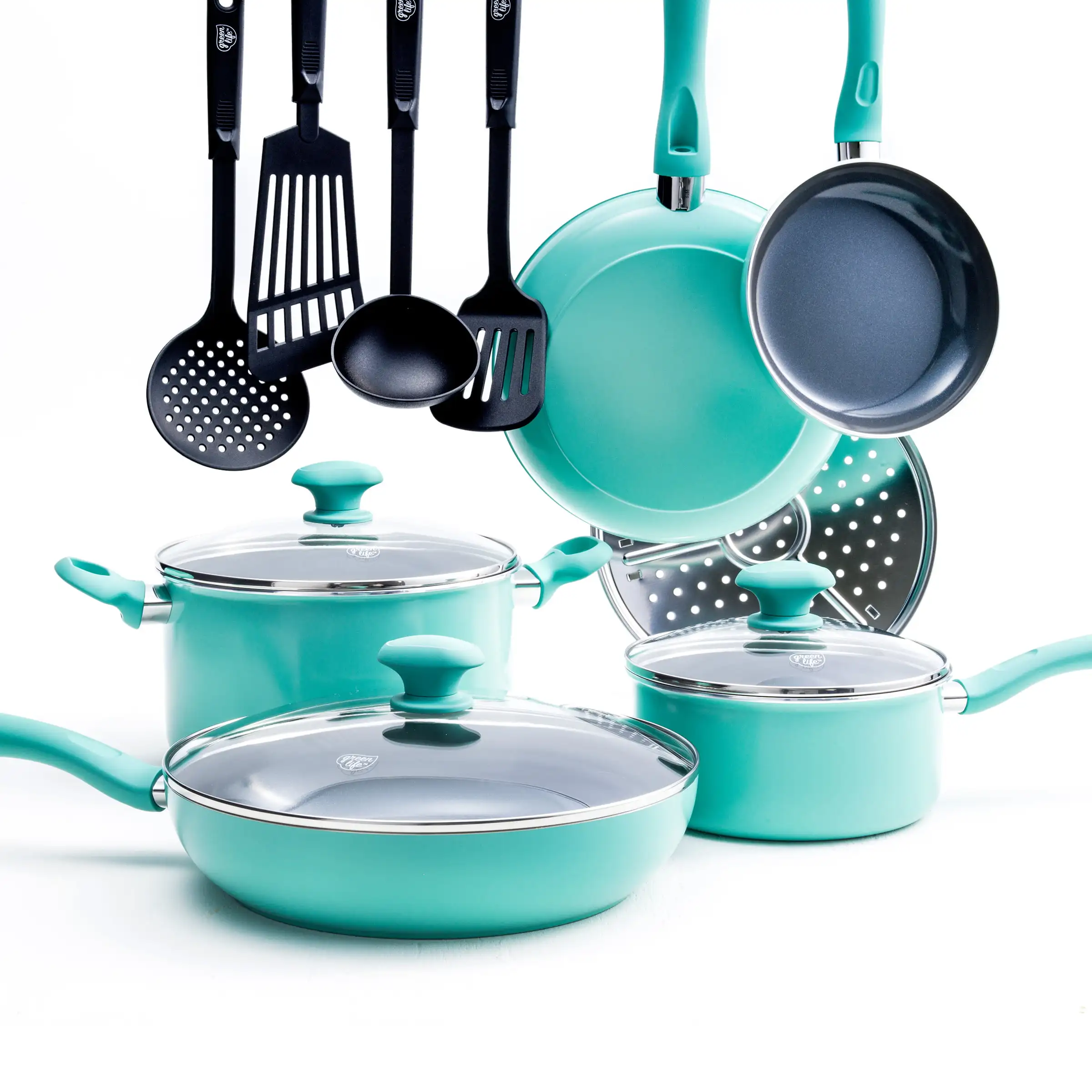 

Greenlife Diamond Ceramic Non-stick 13Pc Cookware Set, Turquoise