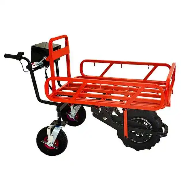 Compact Electric 18V 500w  Battery Trolley for Small Spaces and Construction Site or Garden Use Three-wheel Barrow