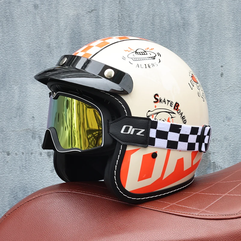 

Retro Harley motorcycle helmet, men's and women's electric pedals, semi covered 3/4 half helmet, all year round