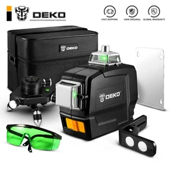 DEKO DKLL12PB1 12 Lines 3D Green Laser Level Horizontal And Vertical Cross Lines With Auto Self-Leveling Laser Level 360