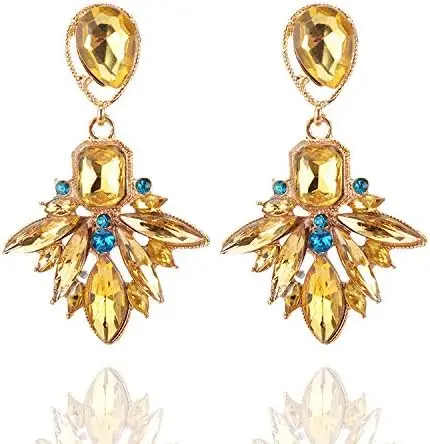 

LSLYTQ Earrings European and American Fashion Crystal Earrings Full of Zircon Small Fragrance Drop Earrings Earrings