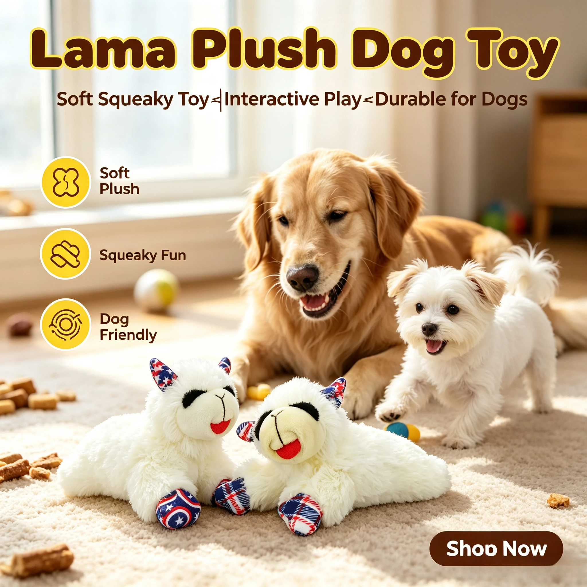 

Multipet Lamb Chop Americana Stars Stripes Interactive Plush Dog Toy