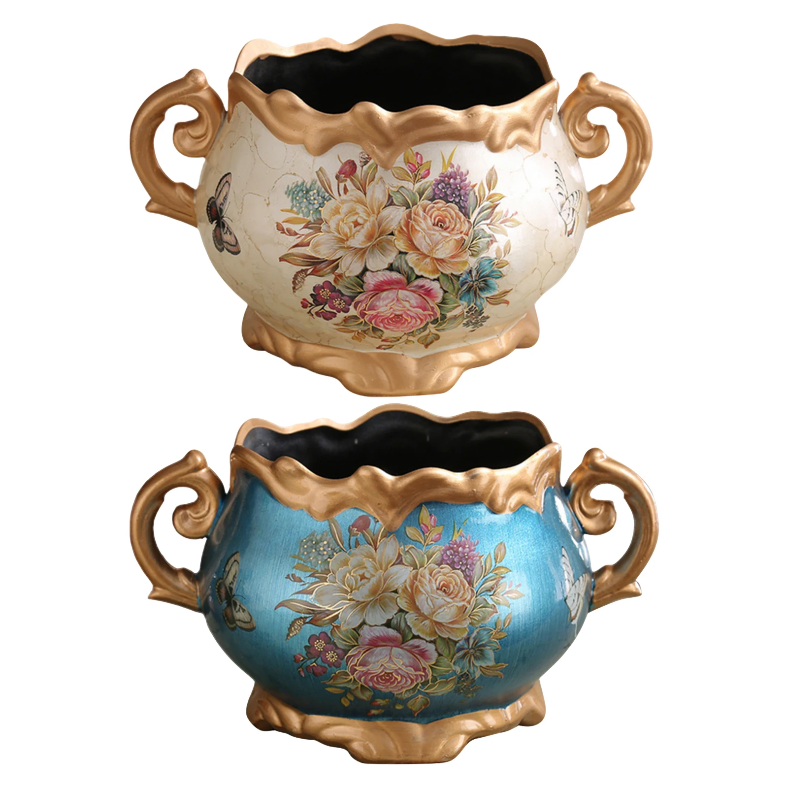 مزهرية سيراميك كلاسيكية أوروبية مع مقبض مزهرية لترتيب الزهور لسطح المكتب لغرفة المعيشة المنزلية وغرفة الطعام ورف الكتب والمكتب #2