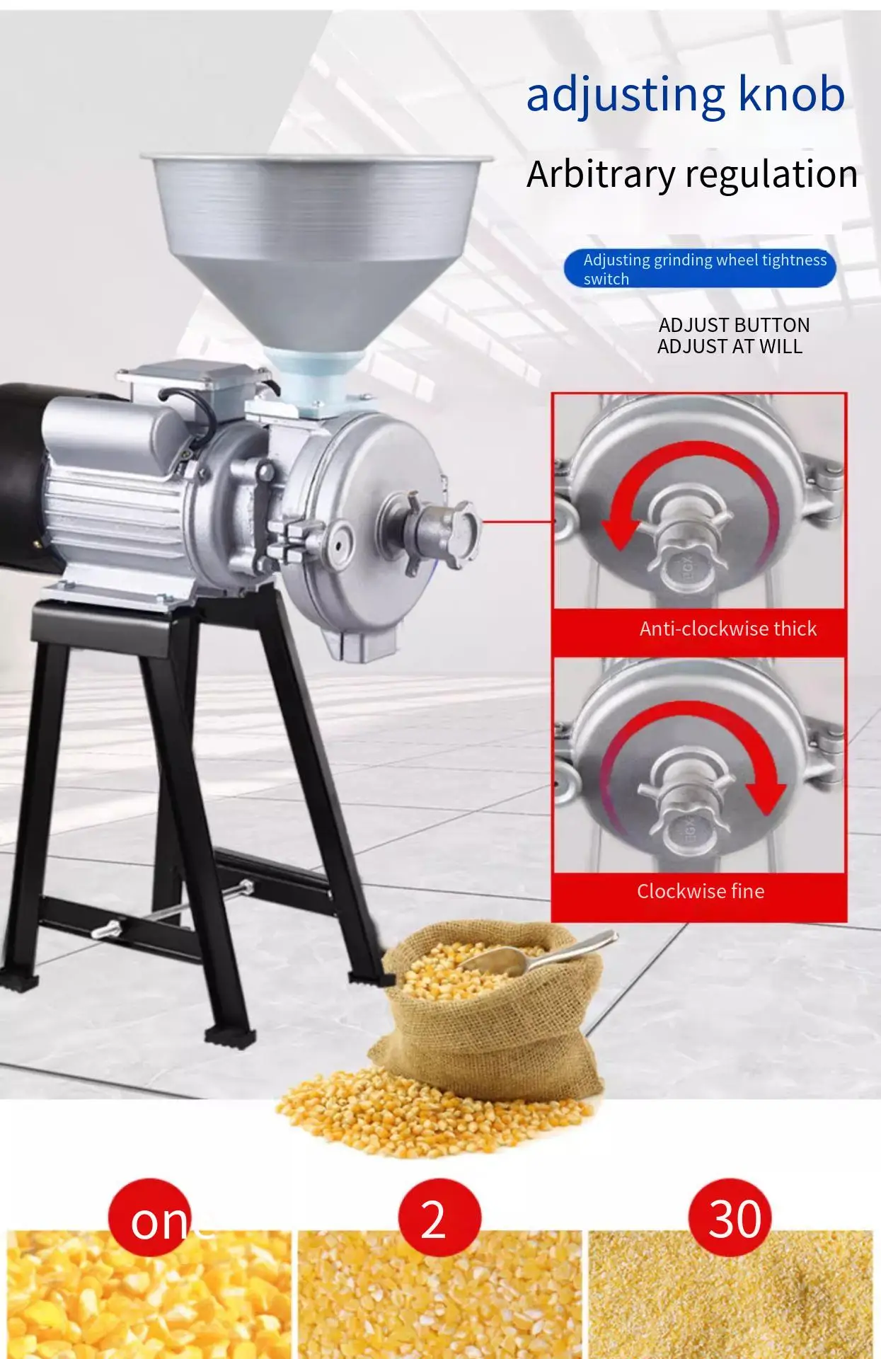 220V Electric Grinding Machine Powder Grain Spice Corn Crusher Household Commercial Wet and Dry Food Grinder Mill Flour