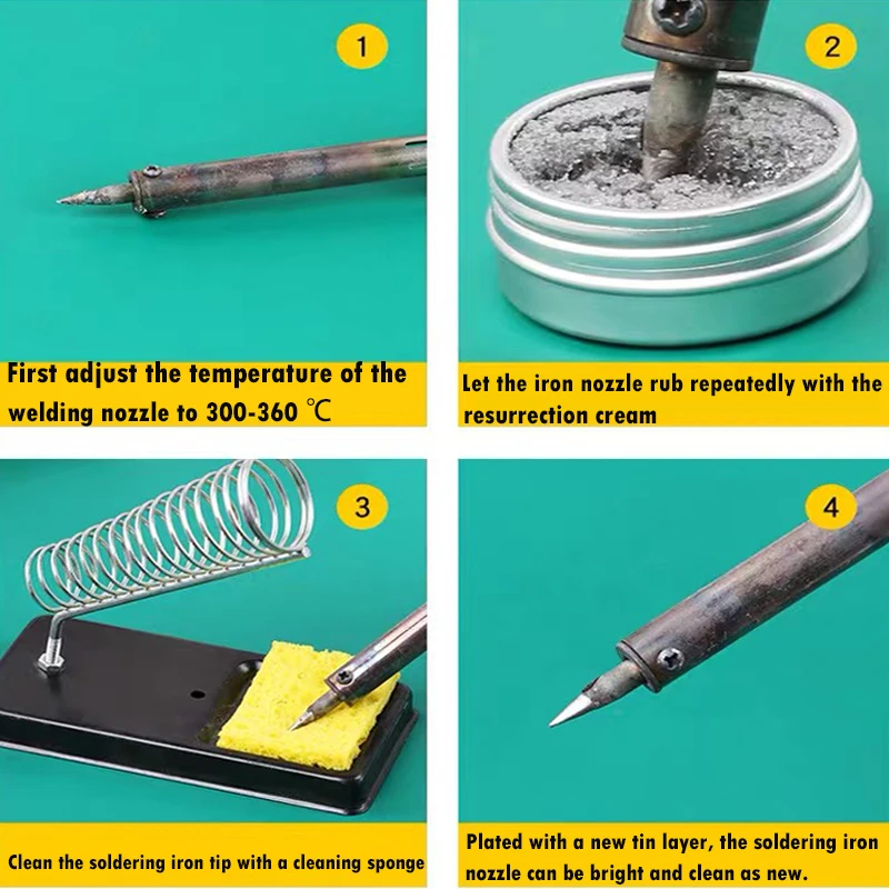 Imagem -02 - Cabeça de Solda Ressurreição Colar Ferro Dica Refresher Creme de Solda Antiaderente Tin Repair Tool Cabeça de Ferro Limpeza Paste
