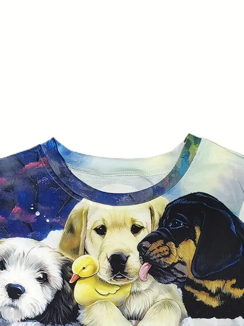 เสื้อยืดแขนสั้นพิมพ์ลายสัตว์น่ารัก 3D สำหรับสุภาพสตรีขนาดบวกหลวมและลำลอง นุ่ม สบายและระบายอากาศได้ กีฬากลางแจ้ง