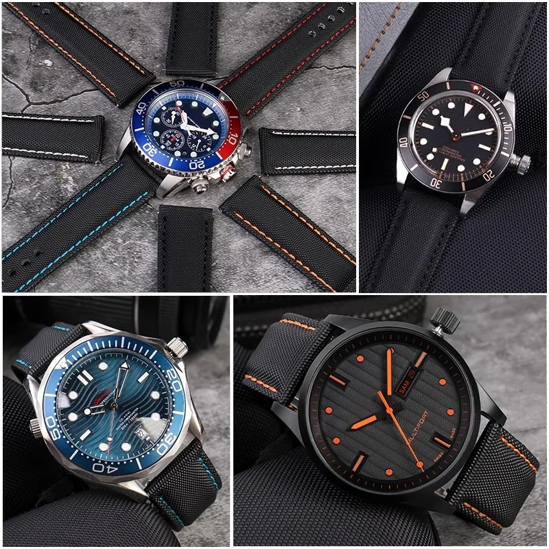 20mm 21mm 22mm 23mm 24mm adequado para tudor casio mido timoneiro de fibra de carbono couro de náilon comandante m021/m025 pulseira esportiva