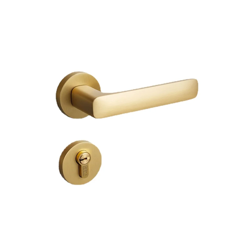 

Yy Brass Indoor Door Lock Copper Modern Simple and Light Luxury Light French Handle