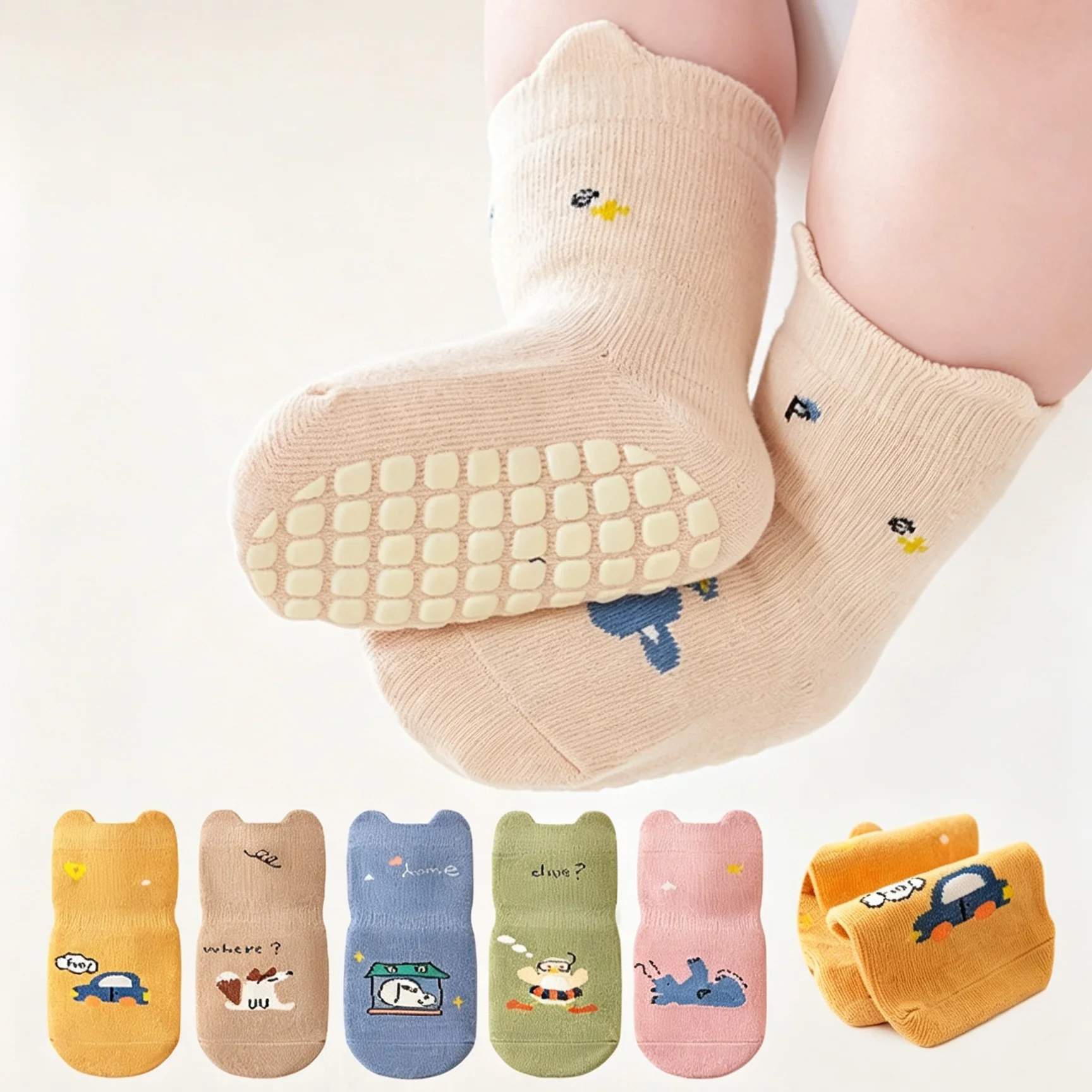 Baby Cartoon Anti Slip Floor Socks Infant Toddler Cotton Socks for Girls Boys Four Season Newborn Baby Indoor Outdoor Socks New