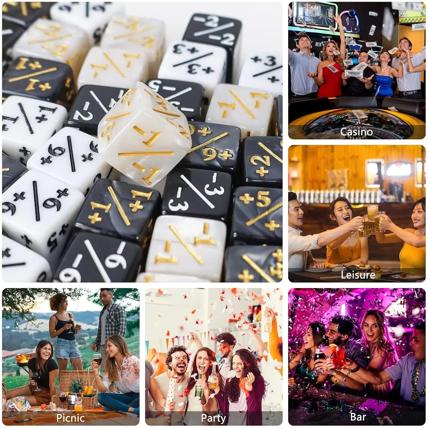48PCS MTG Dice Counters Token Dice MTG Glitter Sparkle Starry Marble D6 Cube Compatible With MTG CCG Card Gaming Accessories