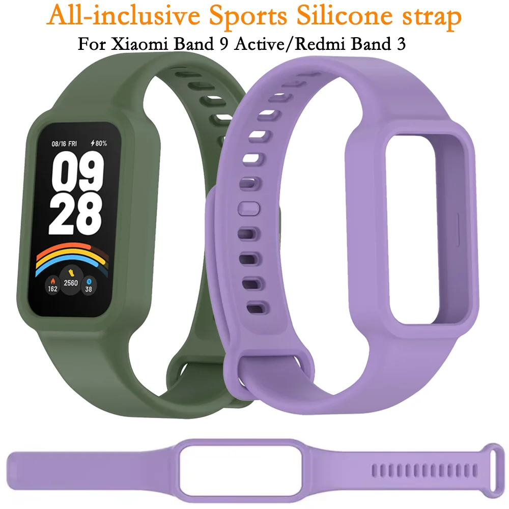 Cinturino in morbido silicone per Xiaomi Band 9 Bracciale sportivo all-inclusive sostituibile attivo Accessori per cintura Redmi Band 3