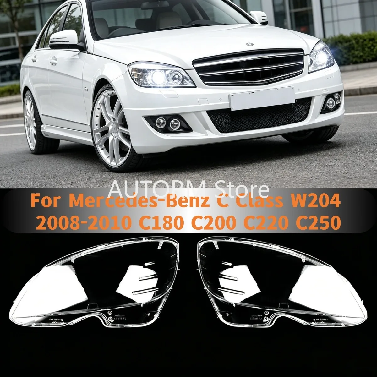 

1PCS Headlight Transparent Lampshade Cover For Mercedes-Benz C Class W204 2008-2010 C180 C200 C220 C250 Car Headlamp Shell