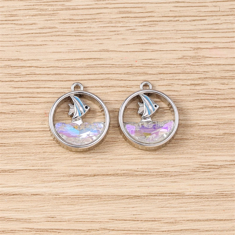 5 Stück 16 x 18 mm niedliche blaue Meeres-Ozean-Fisch-Charms-Anhänger für Schmuckherstellung, Halsketten, Ohrringe, Armbänder, Zubehör, DY-Handwerk, Geschenk – Detail 8