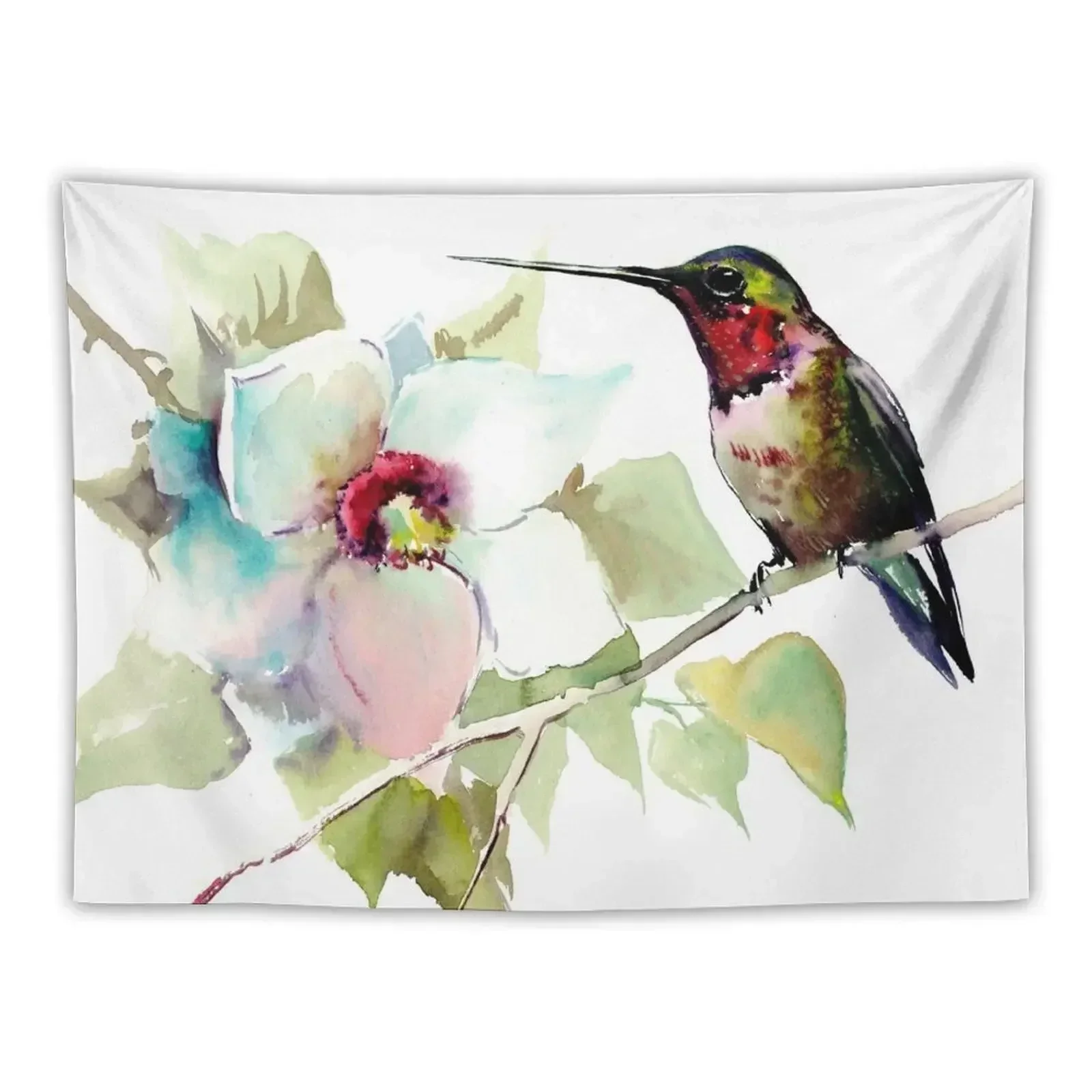 

Hummignbird and Magnolia Flowers Tapestry Decorative Wall Mural Aesthetic Room Decor Korean Aesthetic Decoration Tapestry